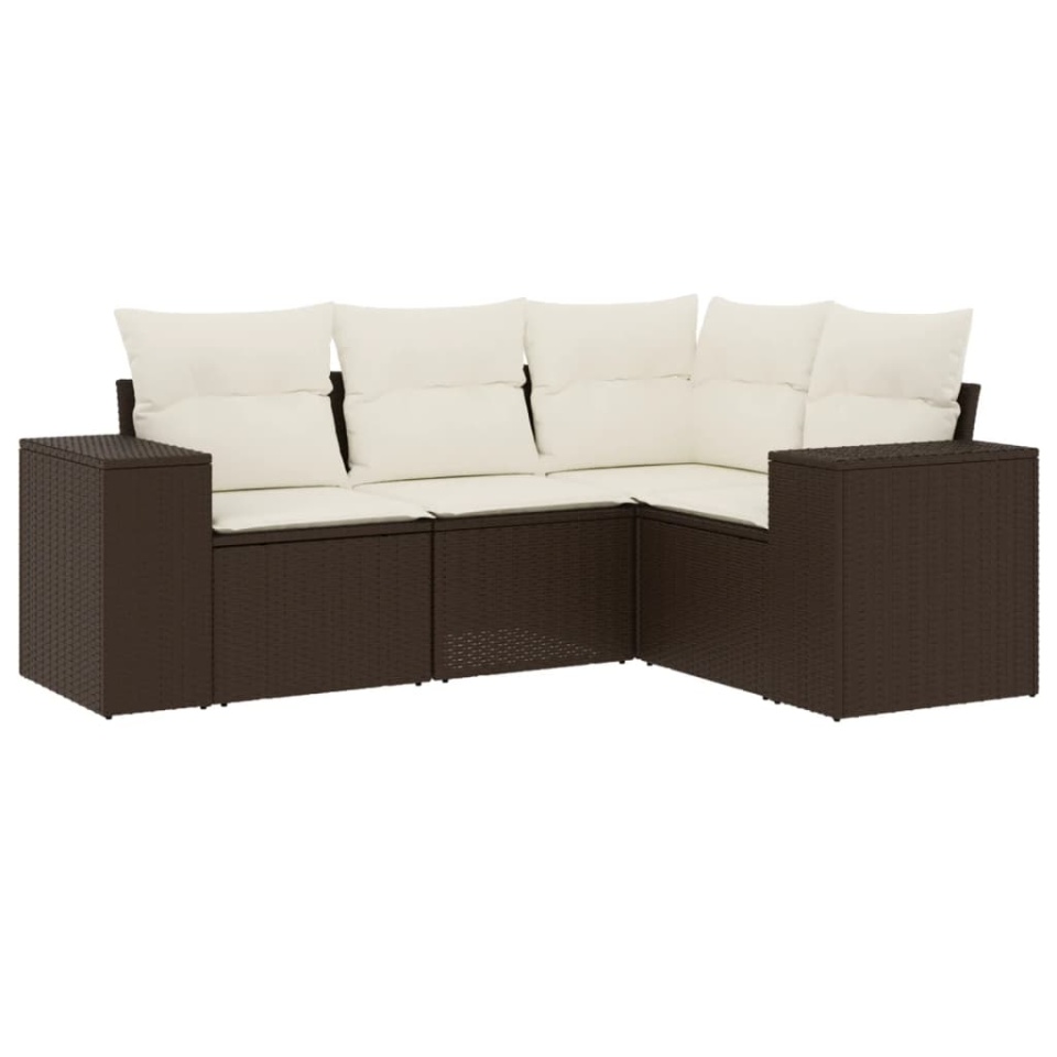 Set canapele de grădină, 4 piese, cu perne, maro poliratan maro - 1 | YEO
