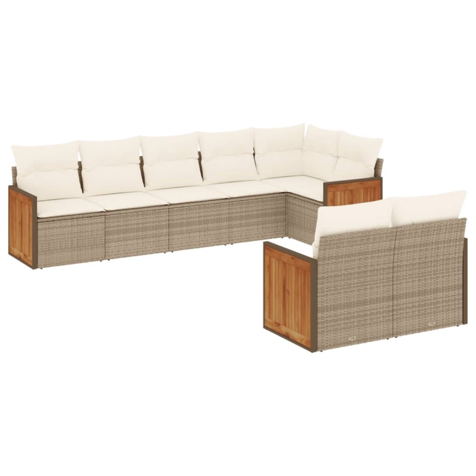 Set canapele de grădină, 8 piese, cu perne, bej, poliratan - 1 | YEO