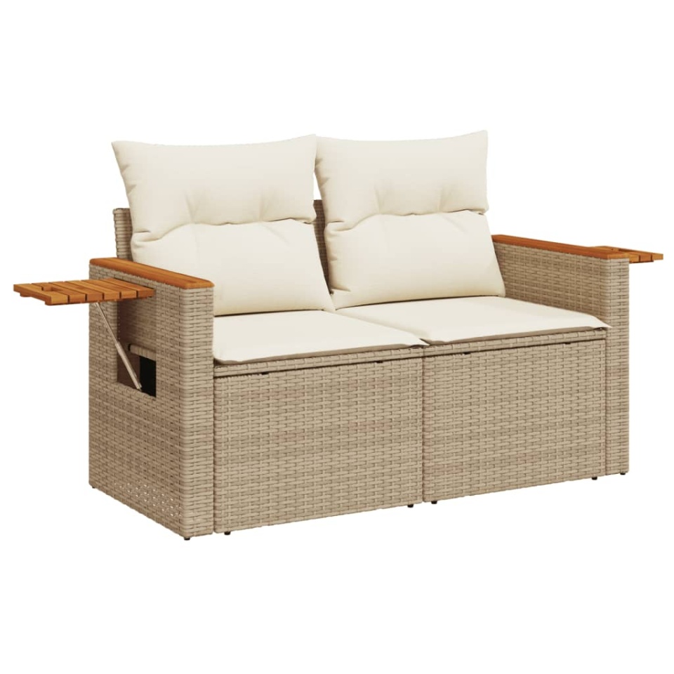 Set canapele de grădină, 9 piese, cu perne, bej, poliratan - 3 | YEO