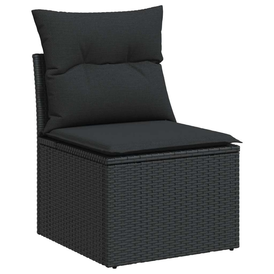 Set canapele de grădină cu perne, 10 piese, negru, poliratan - 2 | YEO