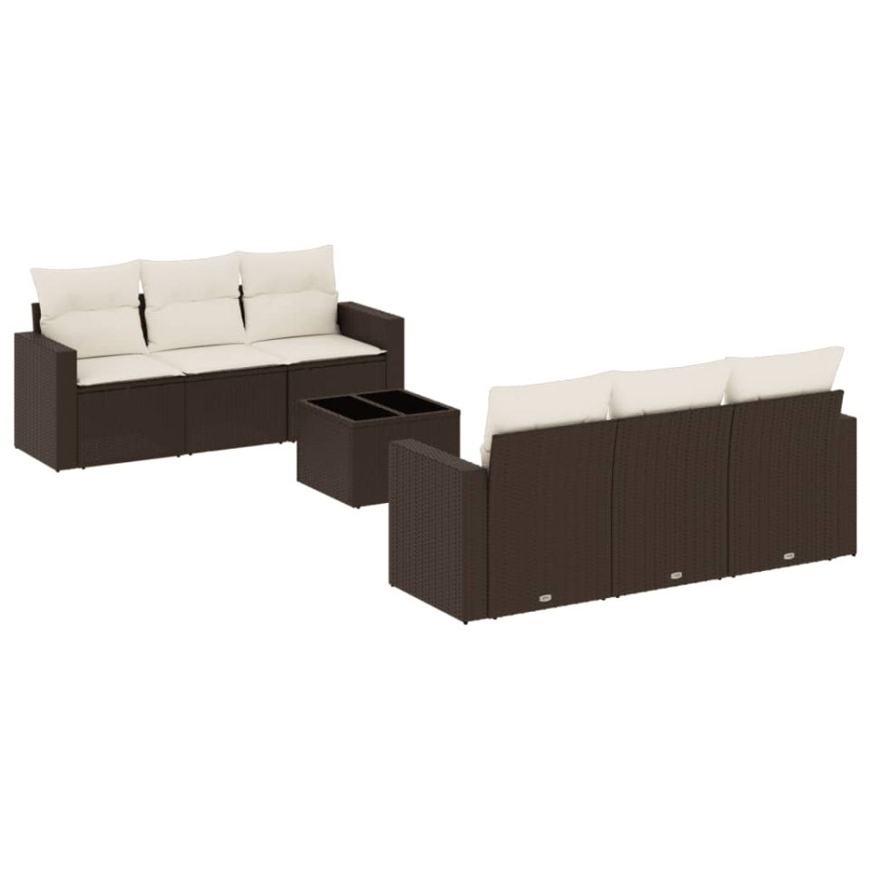 Set canapele de grădină cu perne, 7 piese, maro, poliratan - 1 | YEO