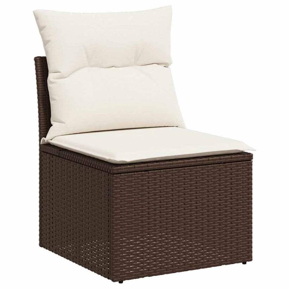 Set canapele de grădină cu perne, 7 piese, maro, poliratan - 2 | YEO