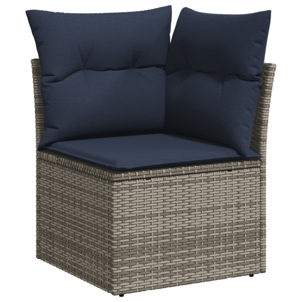 Set canapele de grădină cu perne, 8 piese, gri, poliratan - 3 | YEO