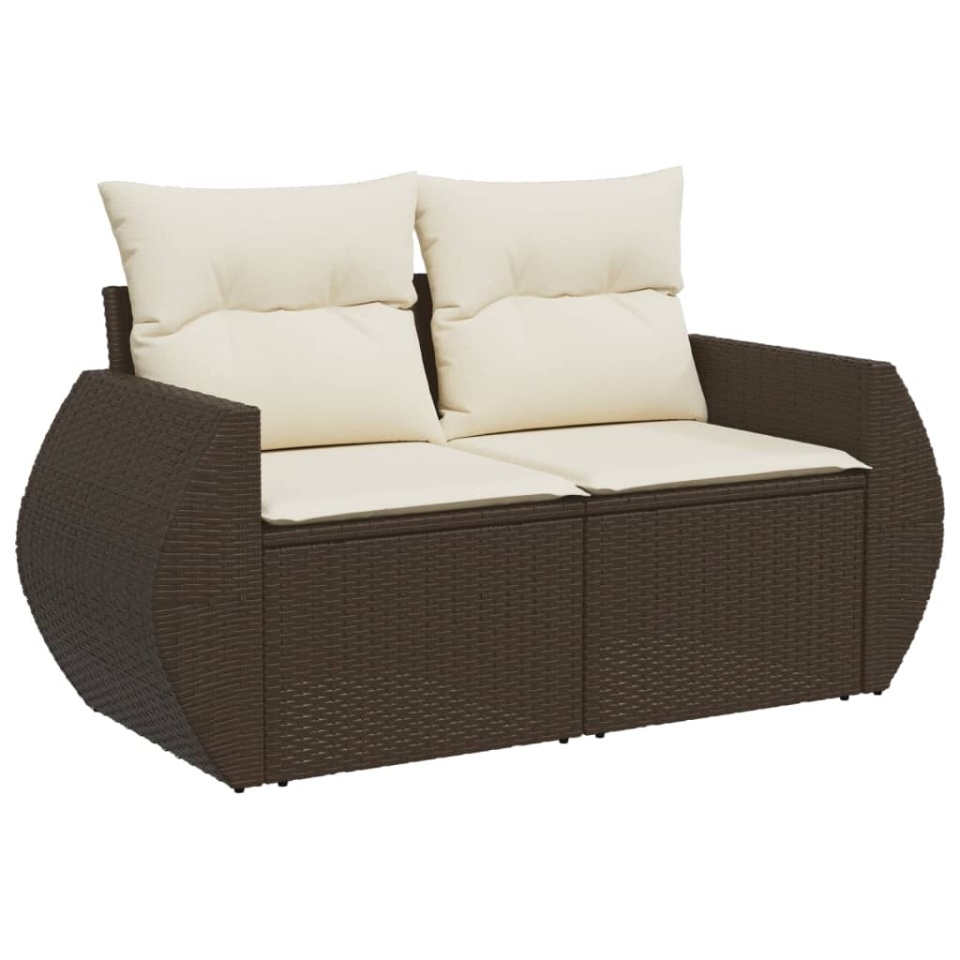 Set canapele de grădină cu perne, 8 piese, maro, poliratan - 2 | YEO