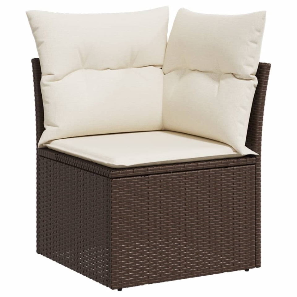 Set canapele de grădină cu perne, 9 piese, maro, poliratan - 3 | YEO