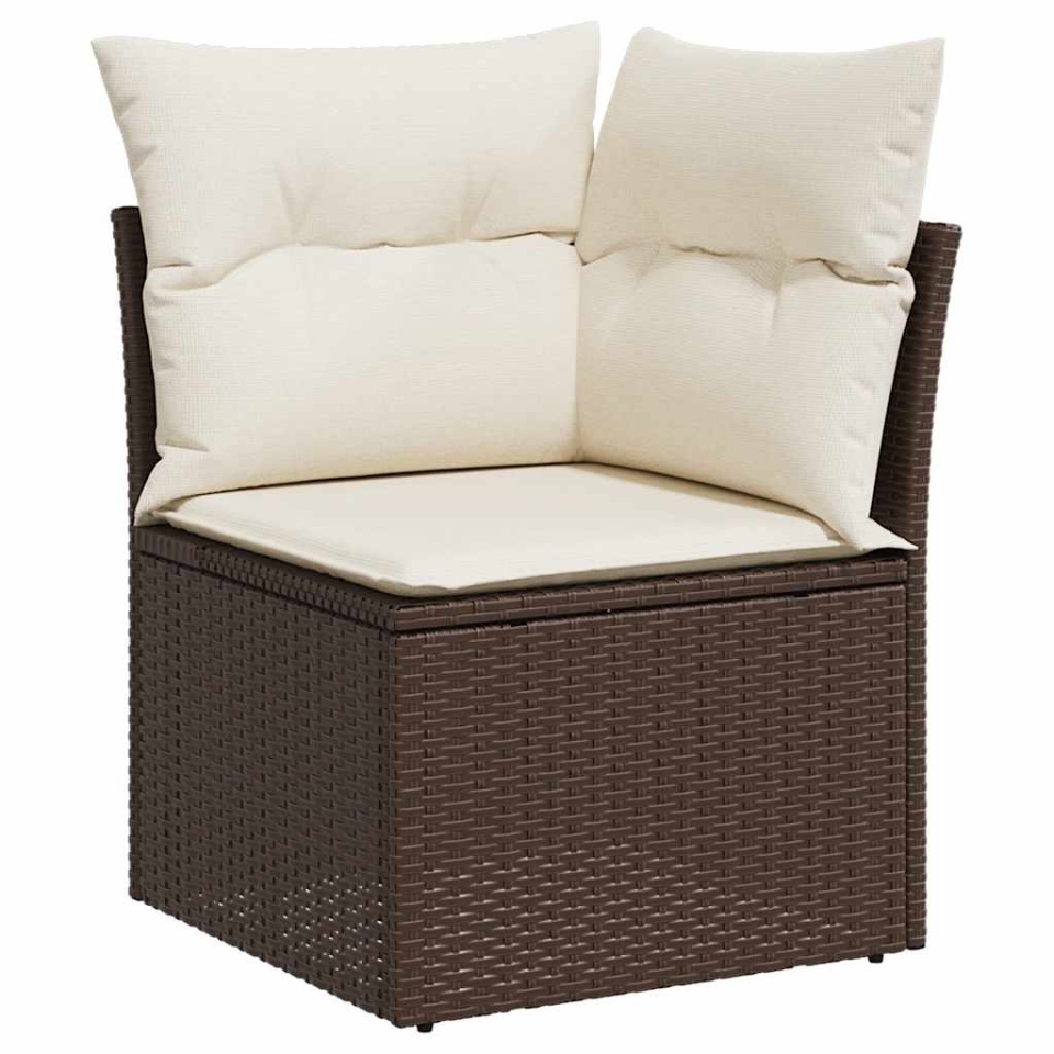 Set canapele de grădină cu perne, 9 piese, maro, poliratan - 3 | YEO