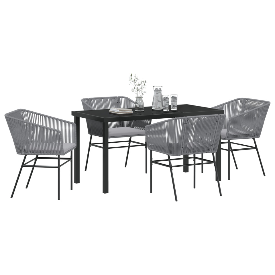 Set de 5 Piese pentru Dining în Grădină cu Perne Gri Poliratan - 2 | YEO