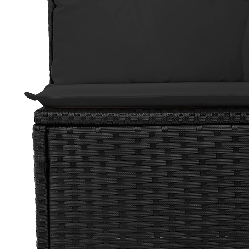 Set de canapea de grădină 10 piese cu perne Ratan sintetic negru Acacia, Set de dining de grădină 4 piese cu perne Ratan sintetic negru Acacia - 3 | YEO