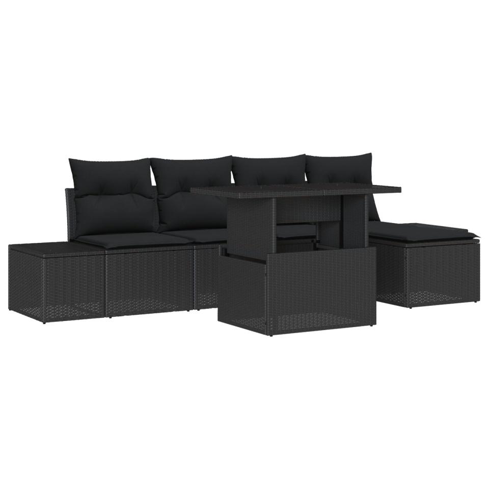 Set de Canapea pentru Grădină Set de 6 Negru Ratan - 1 | YEO