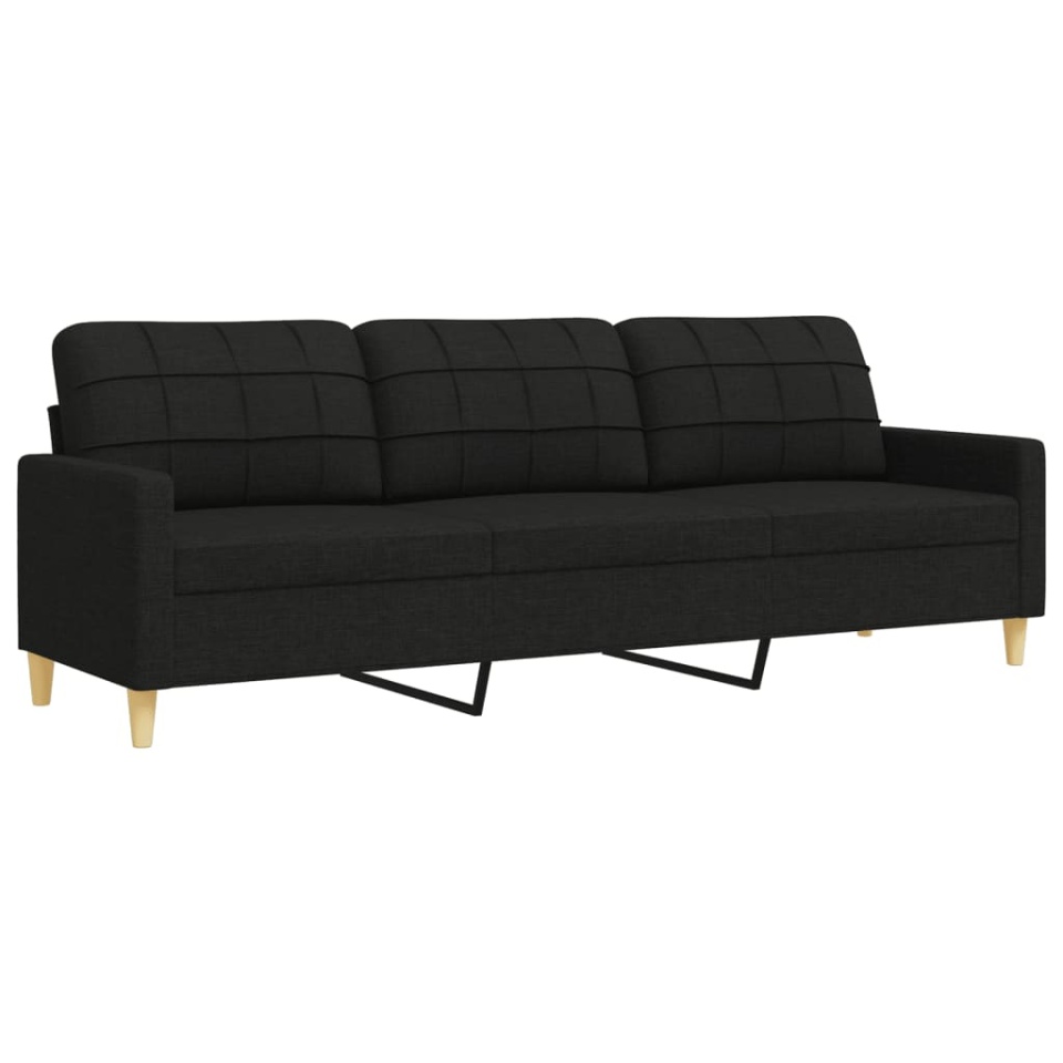 Set de canapele, 3 piese, negru, textil - 4 | YEO