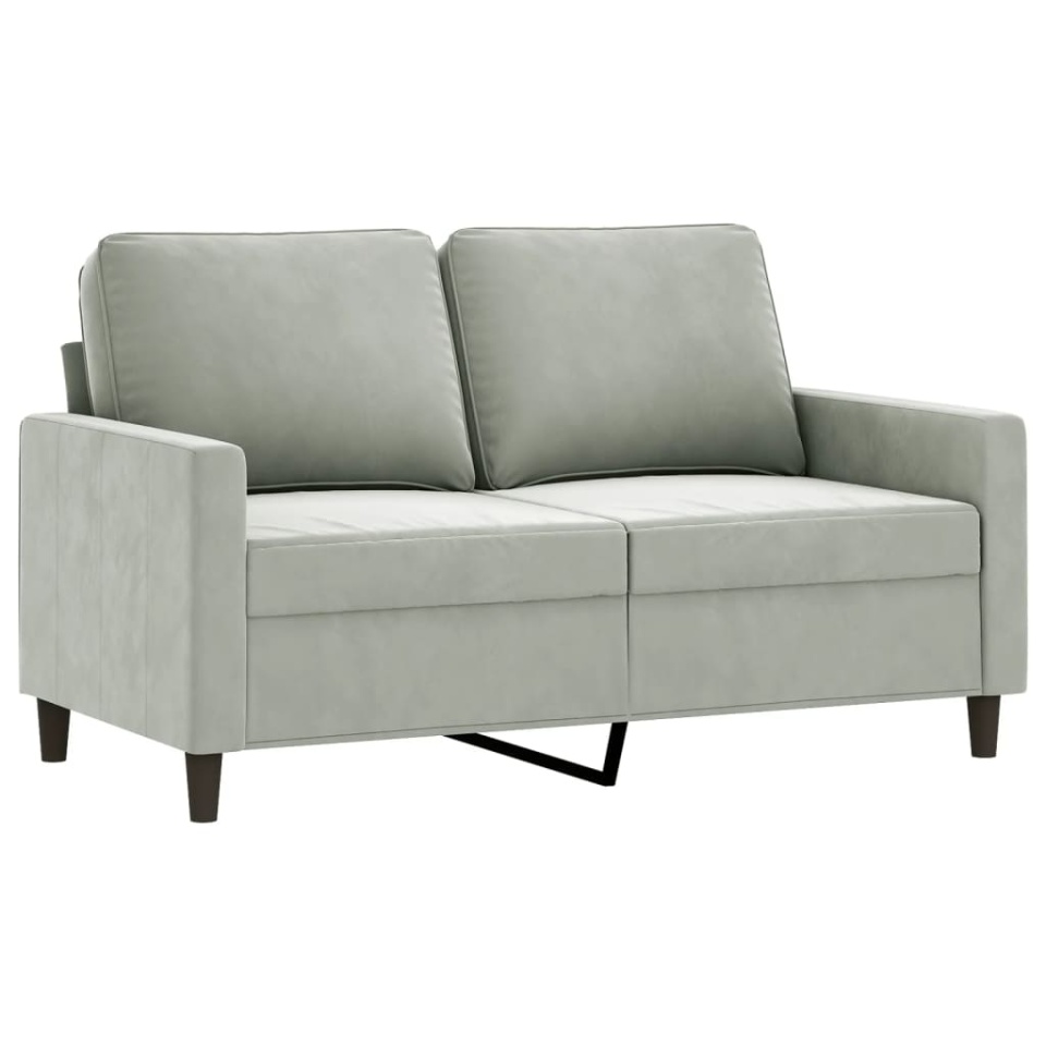 Set de canapele cu perne, 2 piese, gri deschis, catifea - 2 | YEO