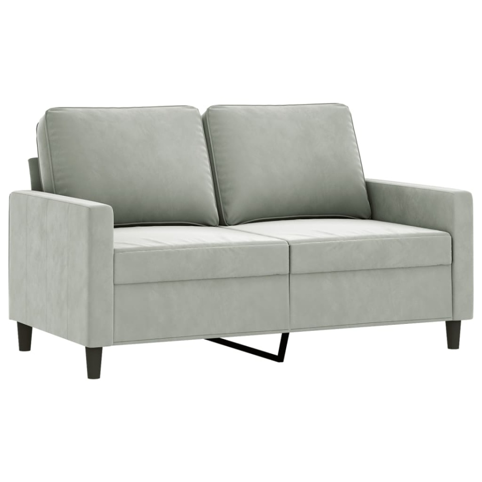 Set de canapele cu perne, 3 piese, gri deschis, catifea - 3 | YEO