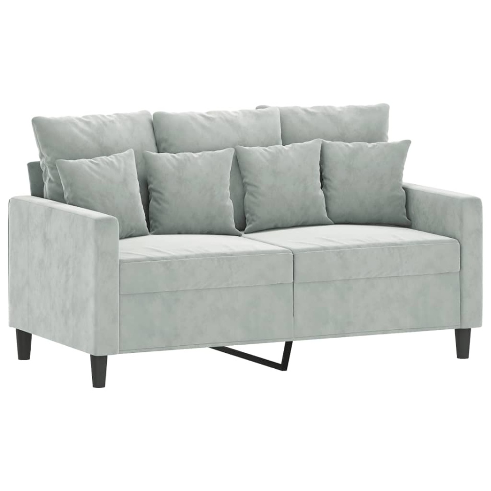 Set de canapele cu perne, 3 piese, gri deschis, catifea - 3 | YEO