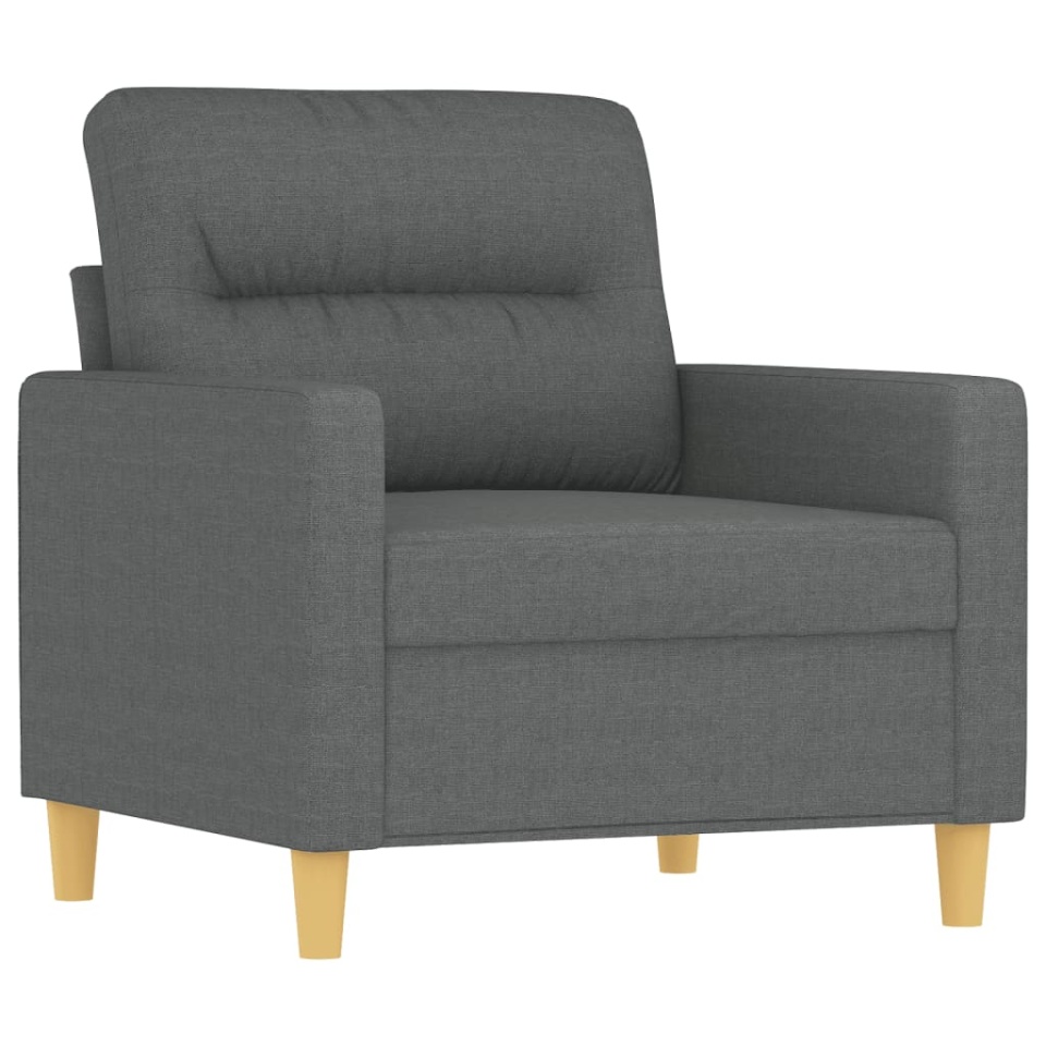 Set de canapele cu perne, 3 piese, gri închis, textil - 2 | YEO