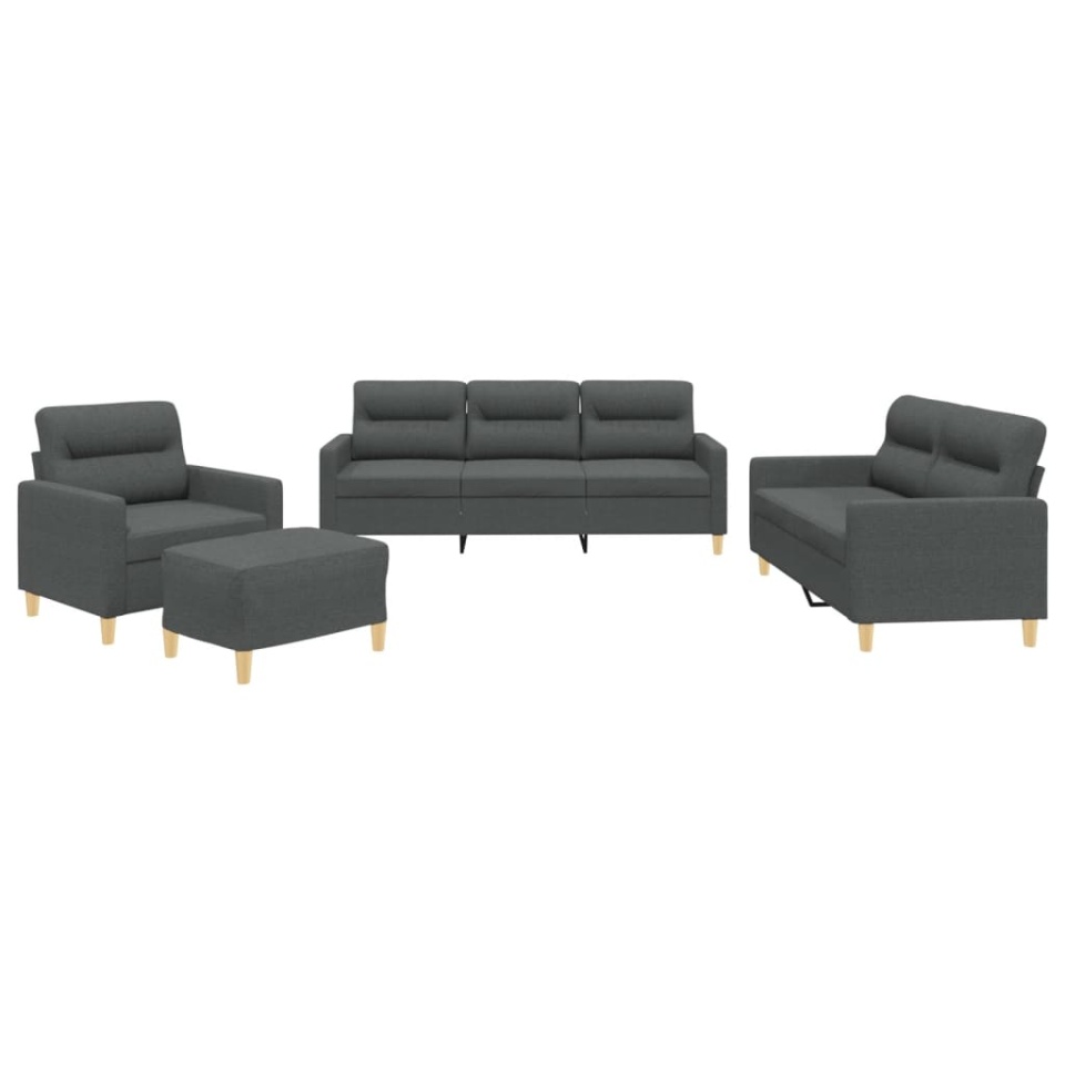 Set de canapele cu perne, 4 piese, gri închis, textil - 1 | YEO