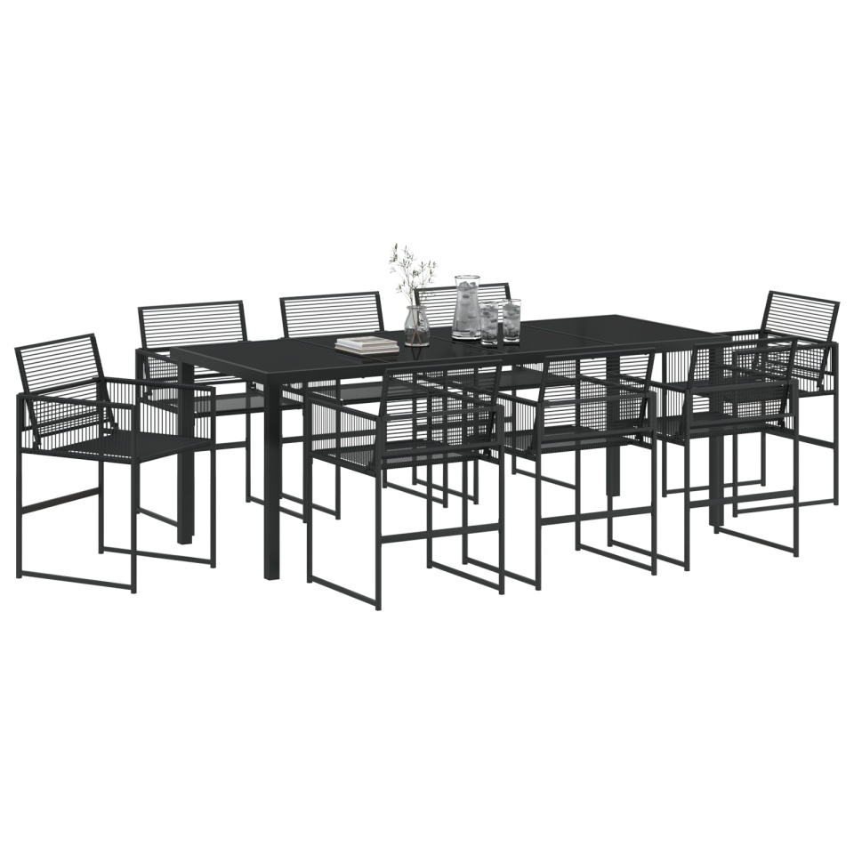 Set de dining 9 piese ratan polimeric negru - 2 | YEO