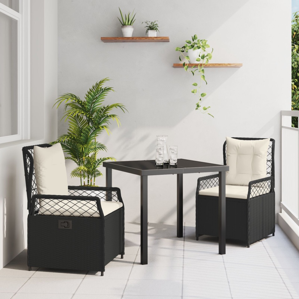 Set de dining de grădină 3 piese gri deschis din rattan poli