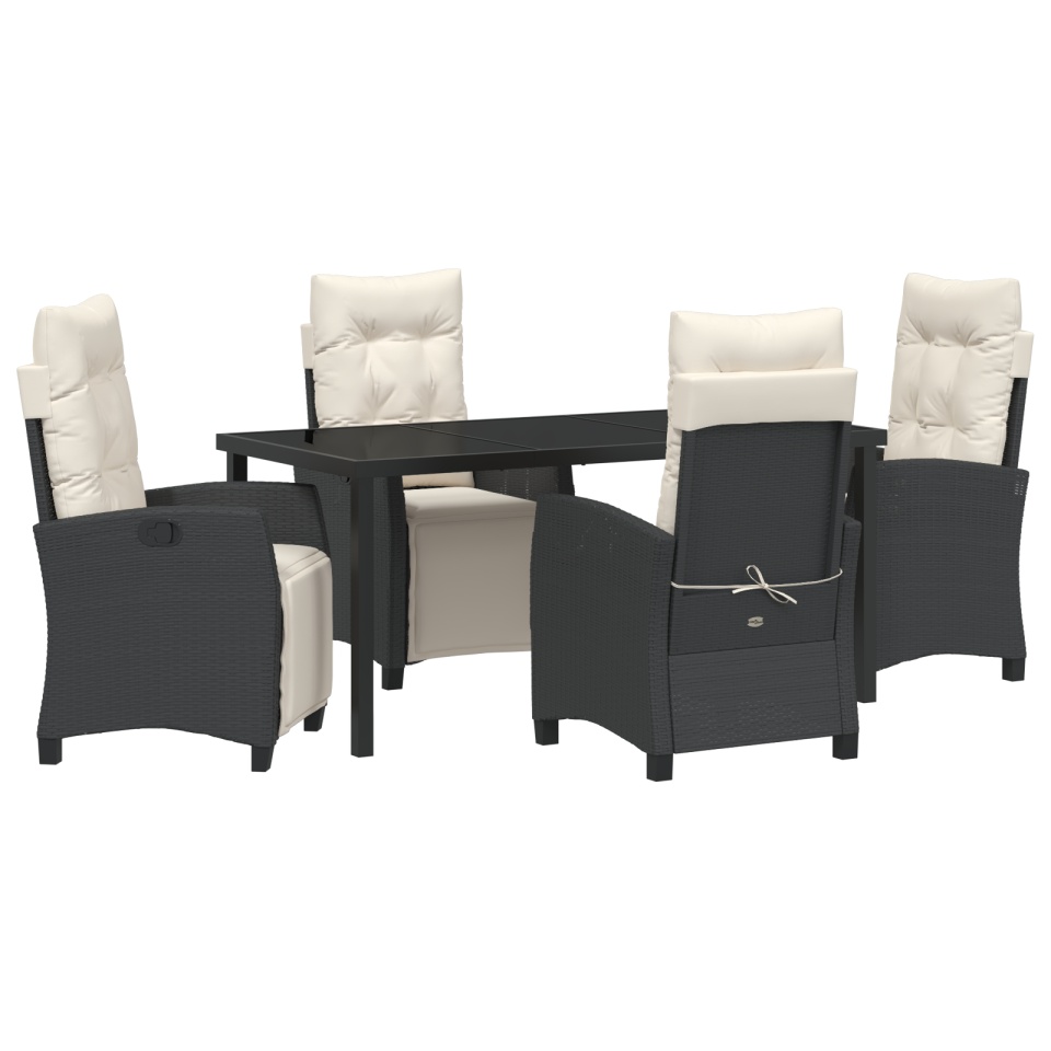 Set de dining de grădină 5 piese Negru din ratan polimeric - 1 | YEO