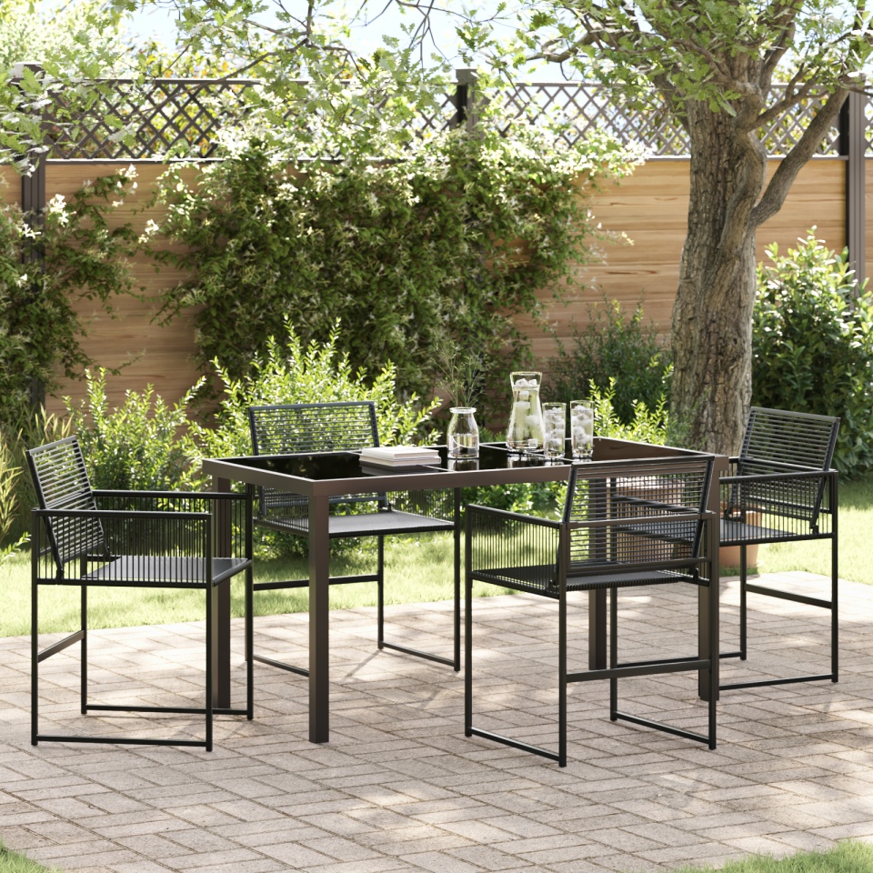 Set de dining de grădină 5 piese Negru Poliratan