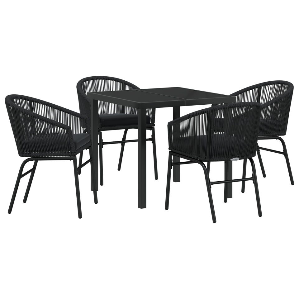 Set de dining de grădină 5 piese Negru Rattan Poliester - 1 | YEO