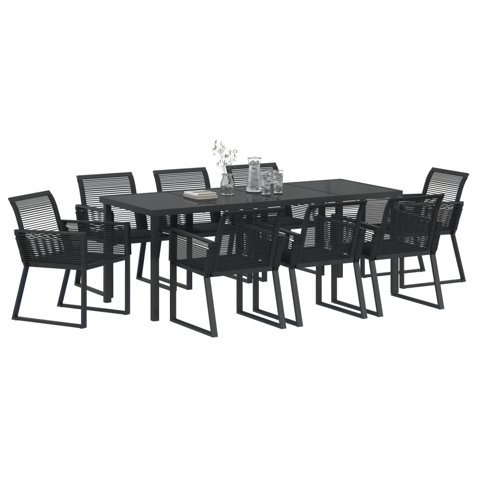 Set de dining de grădină 9 piese Negru Poliratan - 2 | YEO
