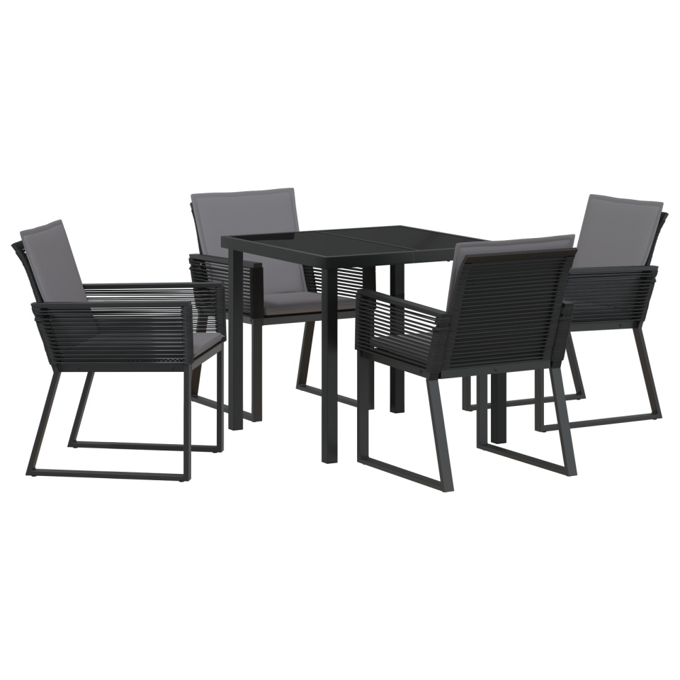 Set de dining de grădină cu 5 piese cu perne Negru Poliratan - 1 | YEO