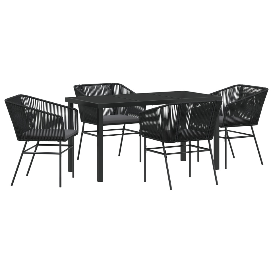 Set de dining pentru grădină 5 piese cu perne Negru Poliratan - 1 | YEO