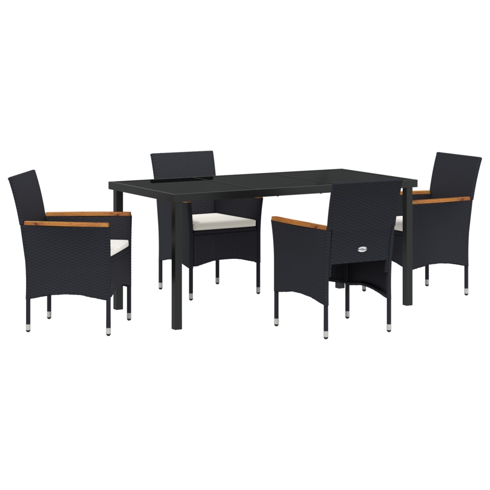 Set de Dining pentru Grădină 5 Piese Negru Poliratan - 1 | YEO