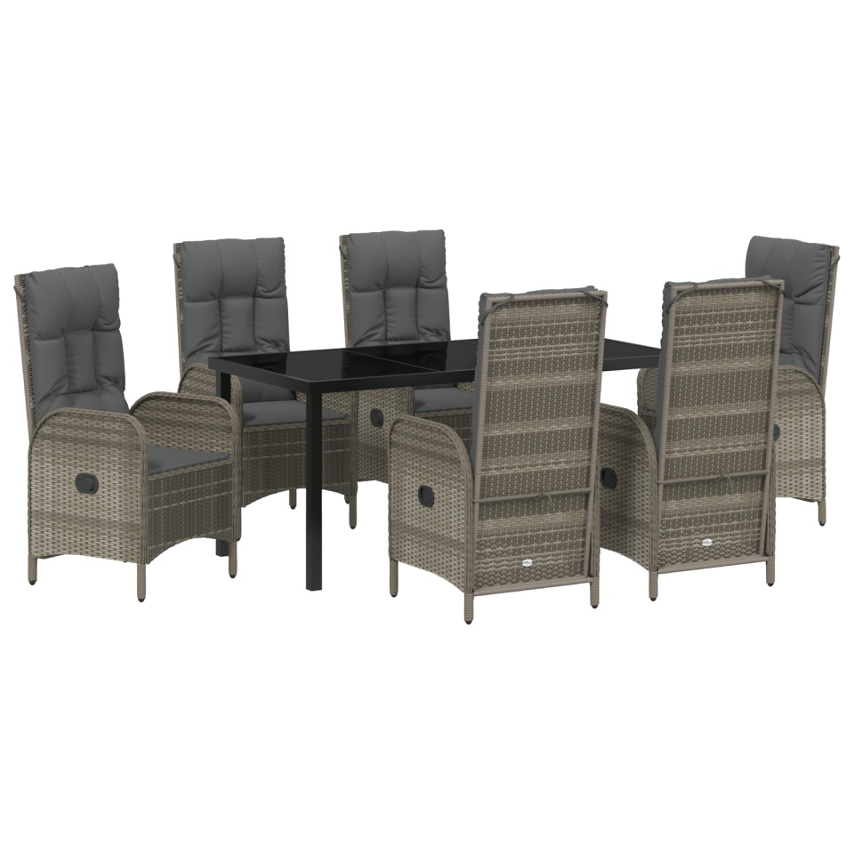 Set de dining pentru grădină 7 piese gri din poliratan - 1 | YEO