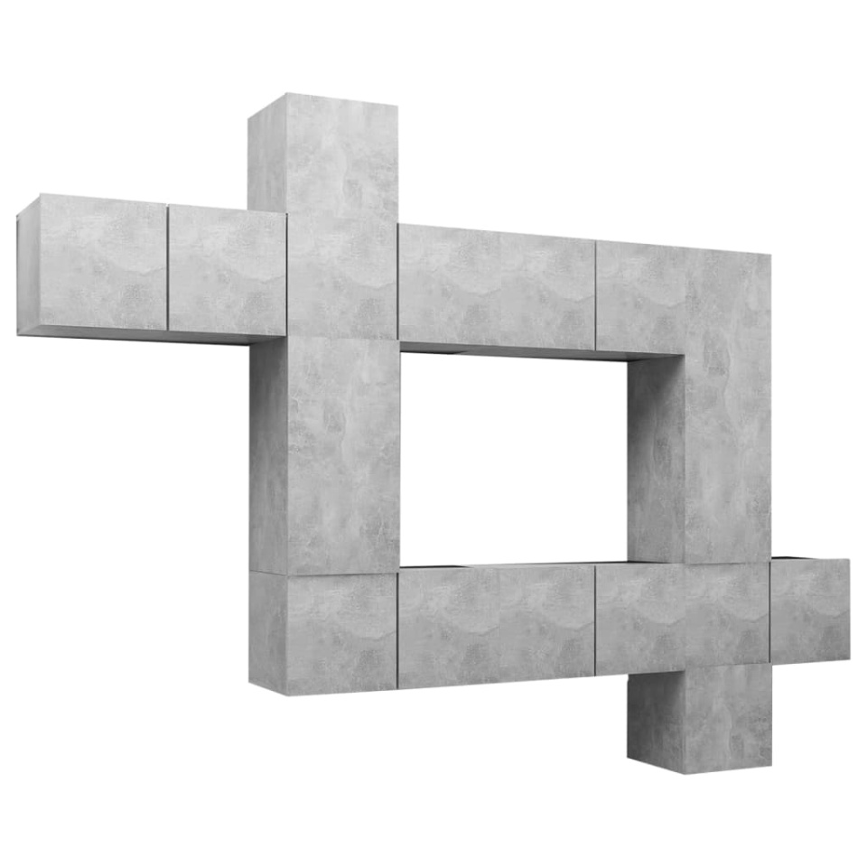 Set de dulapuri TV, 10 piese, gri beton, lemn prelucrat - 1 | YEO
