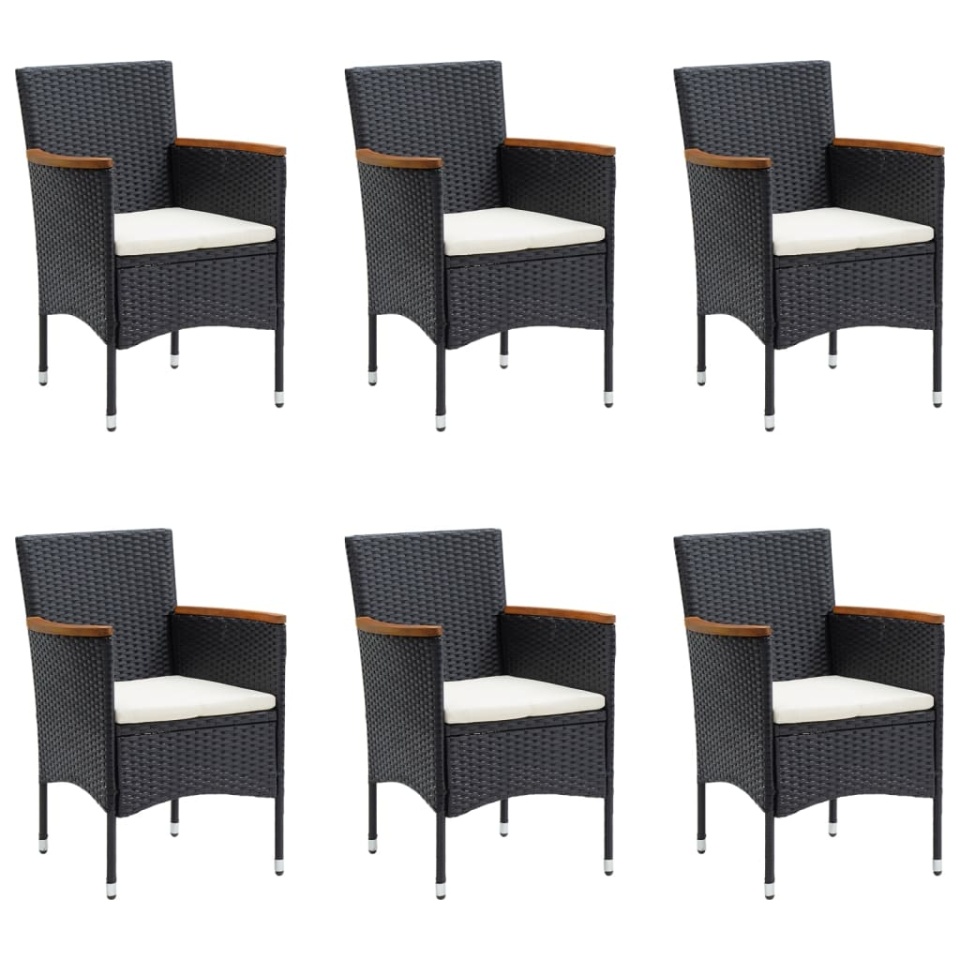 Set de masă pentru grădină, 7 piese, cu perne, negru - 3 | YEO