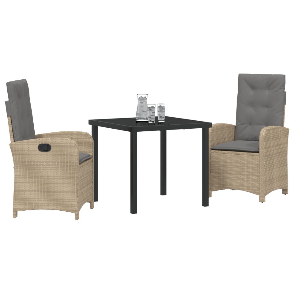 Set de masă pentru grădină cu perne Beige Ratan Poli - 2 | YEO