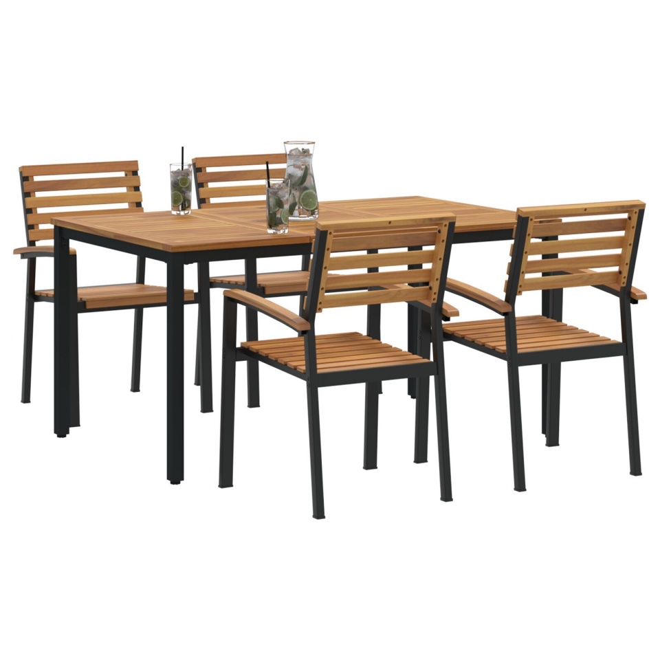 Set de mese pentru grădină 5 Piese Lemn Solid Acacia și Metal - 2 | YEO