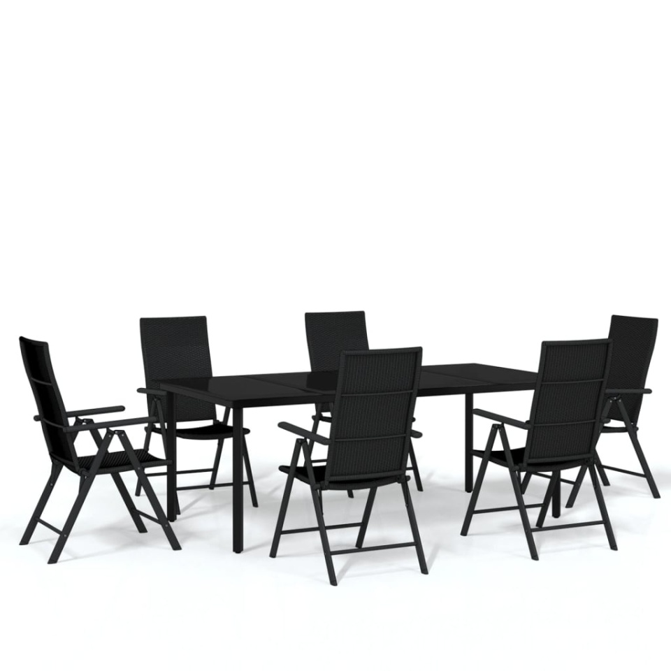 Set de mobilier pentru grădină, 7 piese, negru - 1 | YEO