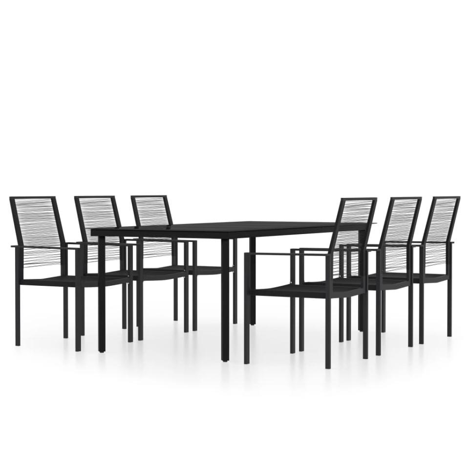 Set de mobilier pentru grădină, 7 piese, negru - 1 | YEO
