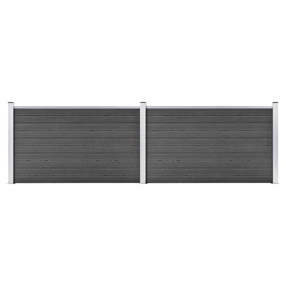 Set de panouri de gard, negru, 353 x 105 cm, WPC
