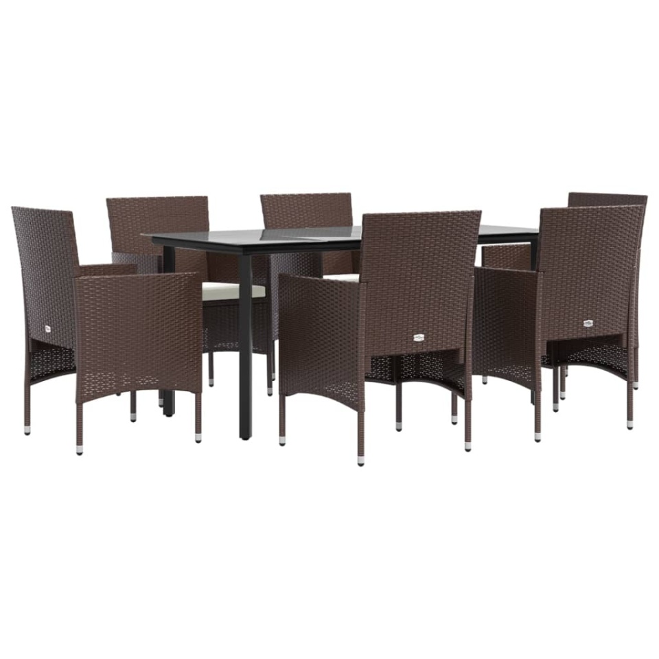Set de servit masa pentru grădină, 7 piese, maro și negru - 2 | YEO