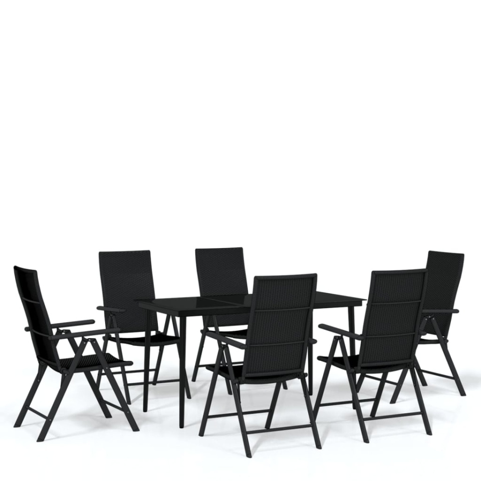 Set de servit masa pentru grădină, 7 piese, negru - 1 | YEO
