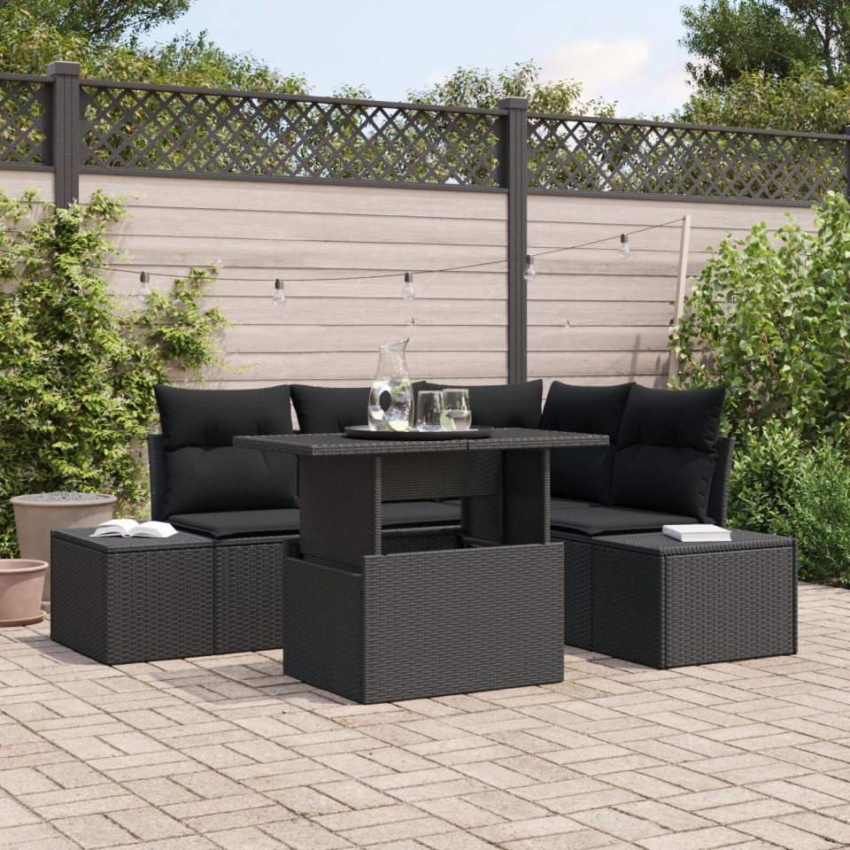 Set de Sofa pentru Grădină Set de 5 Gri Închis