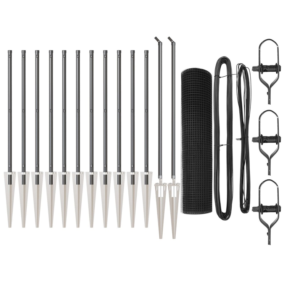 Set de Stâlpi Fencing Set de 2 Gri, Negru Metal, Plastic - 1 | YEO