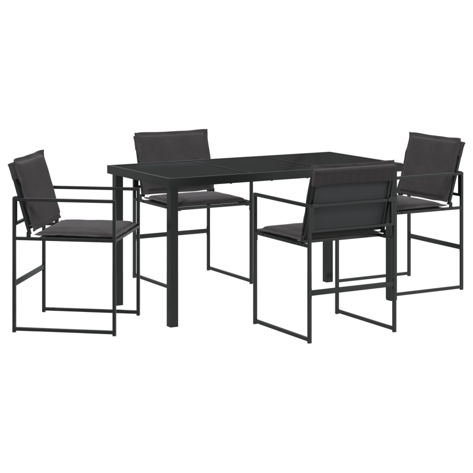 Set dining grădină 5 piese cu perne Negru Textilene și Oțel - 1 | YEO