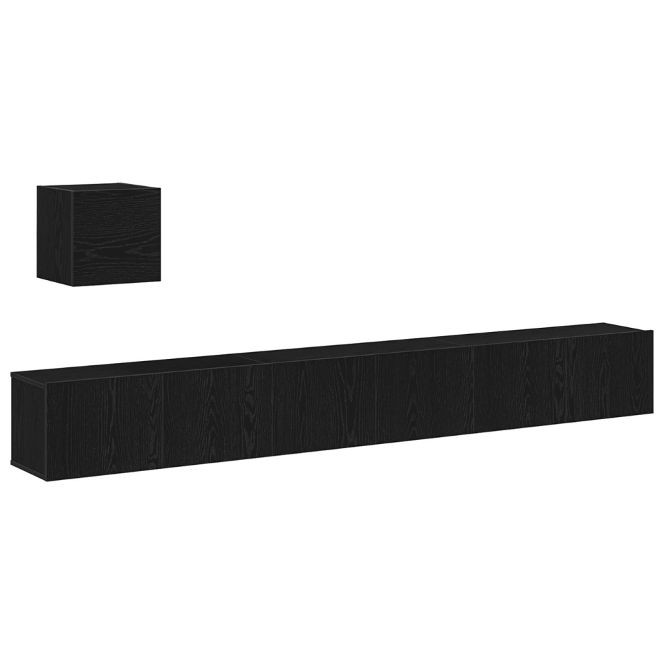 Set dulap TV, 4 piese, stejar negru, lemn prelucrat - 1 | YEO