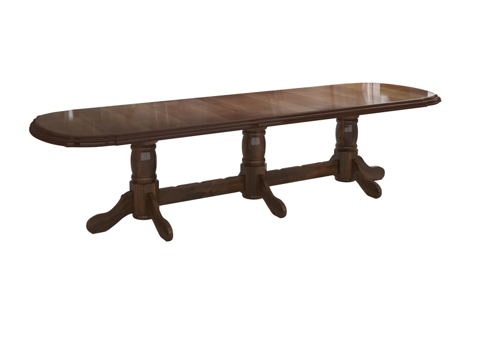 Set masa extensibila jork 250-300x100 cm, lemn masiv nuc, cu 12 scaune tapitate stofa maro, s-37 O2 - 2 | YEO