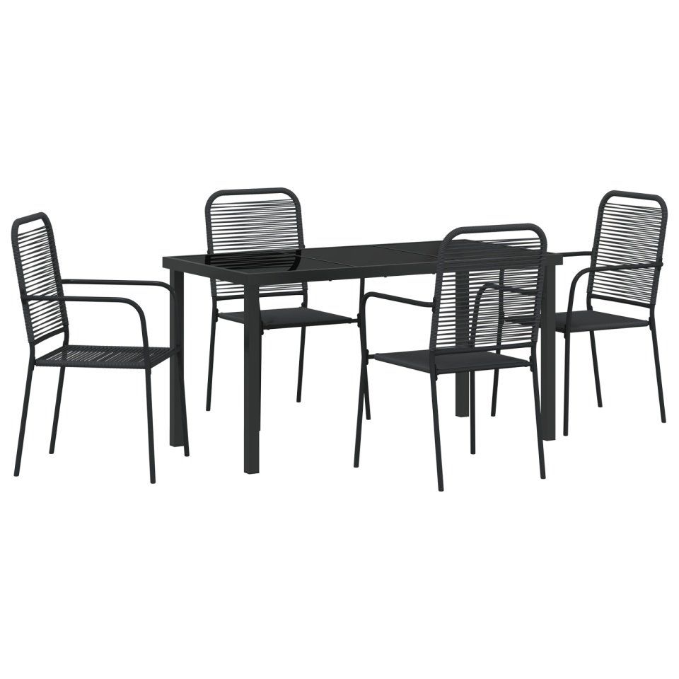 Set masă grădină 5 piese Negru Funie bumbac și oțel - 1 | YEO