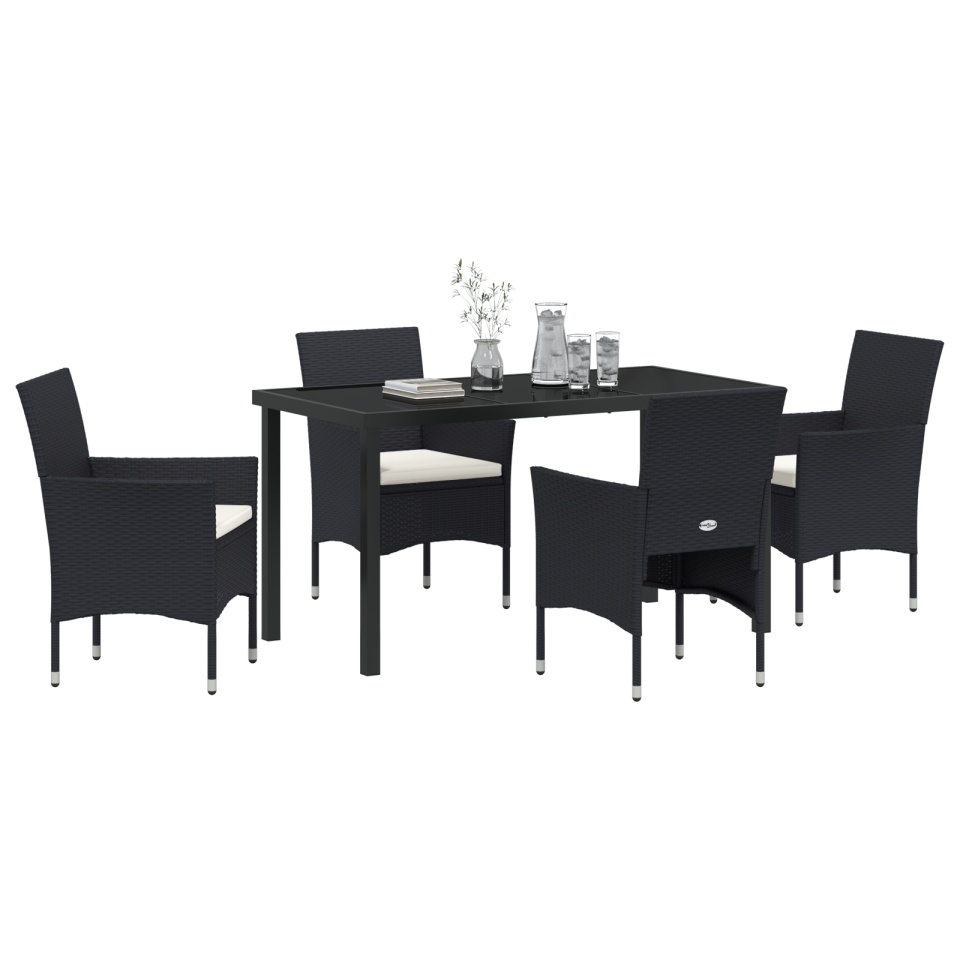 Set masă grădină 5 Piese Negru Rattan Poli - 2 | YEO