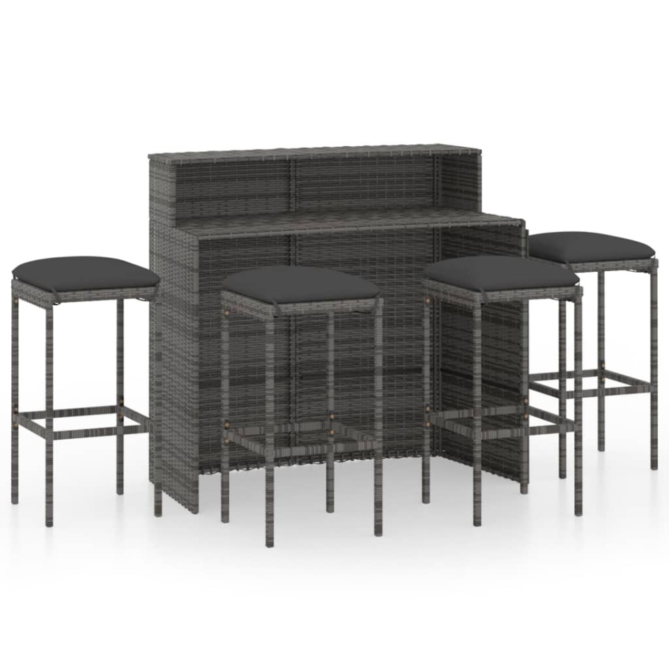 Set mobilier bar de grădină cu perne, 5 piese, gri - 1 | YEO