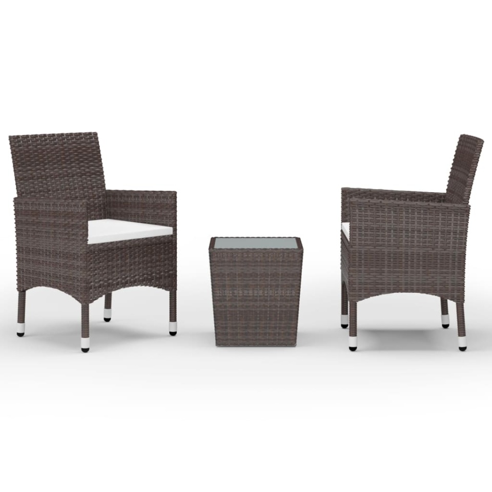 Set mobilier bistro, 3 piese, maro, poliratan/sticlă securizată - 1 | YEO