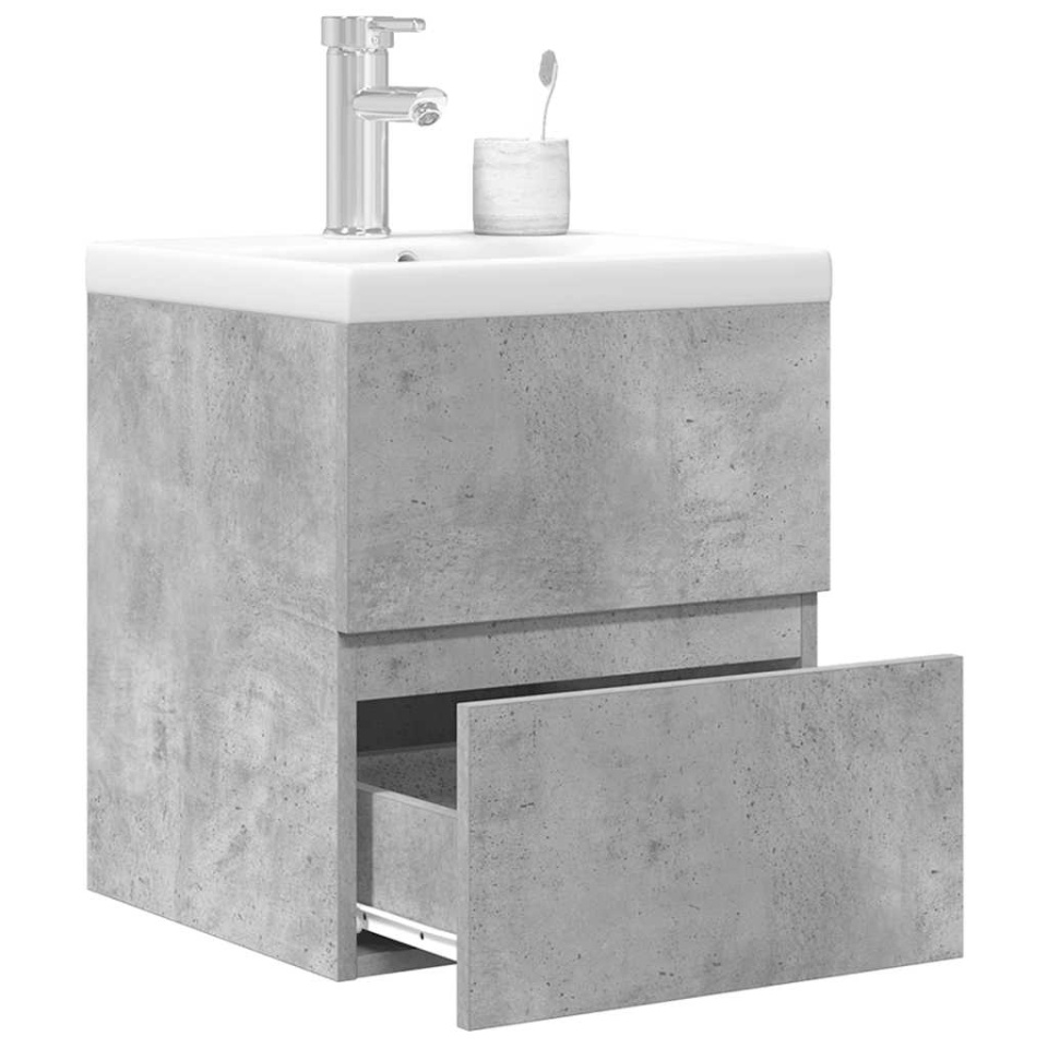 Set mobilier de baie, 2 piese, gri beton, lemn compozit