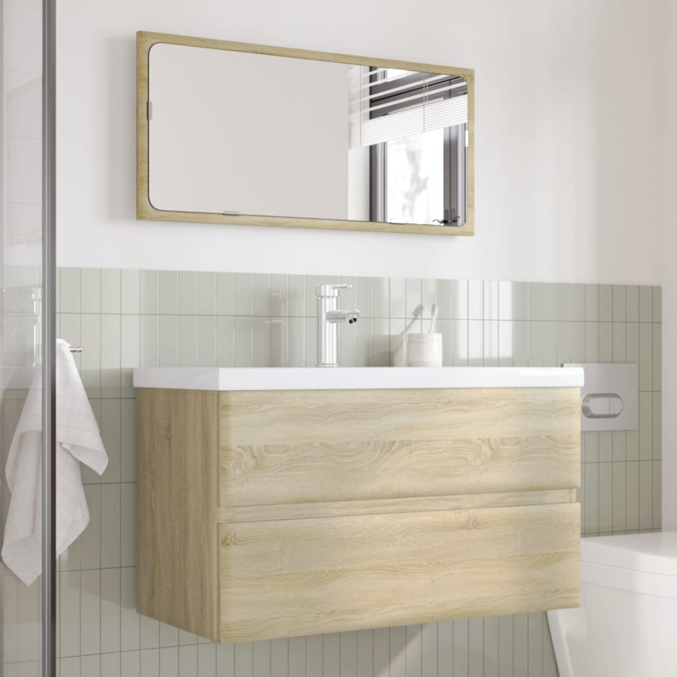 Set mobilier de baie, 3 piese, stejar sonoma, lemn prelucrat - 2 | YEO