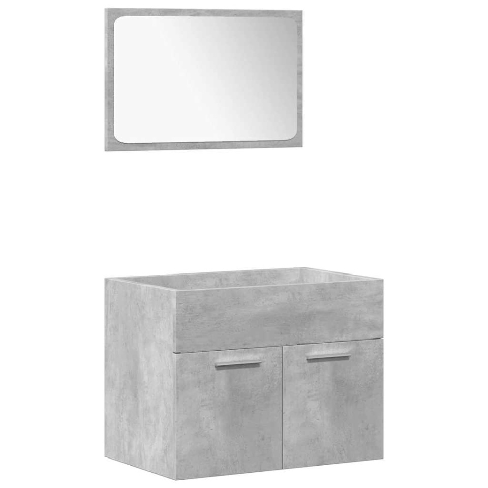 Set mobilier de baie, 4 piese, gri beton, lemn compozit - 3 | YEO